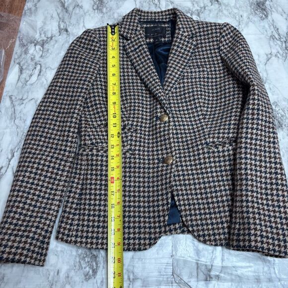 J Crew Jacket Womens 00 Wool Schoolboy Blazer Tweed Houndstooth Plaid Style03520 - Picture 6 of 8